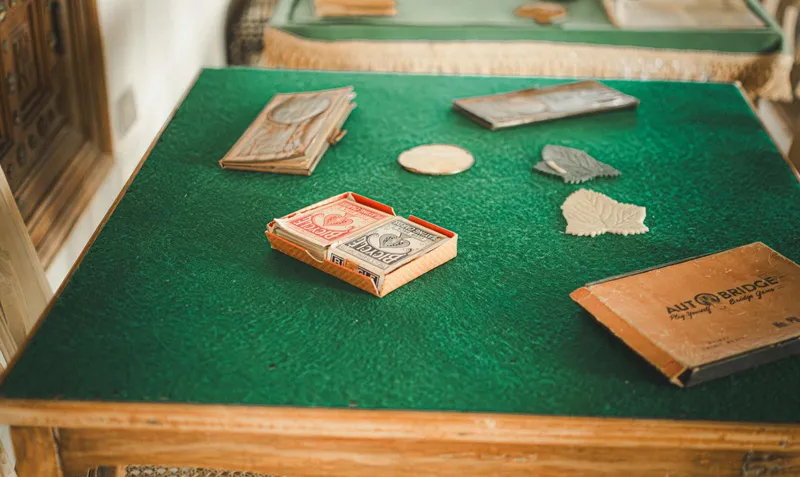 green felt card game table