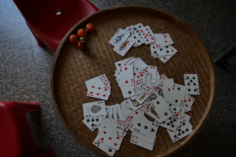 playing cards spread on table