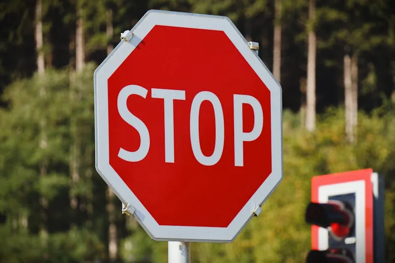 red warning caution sign close