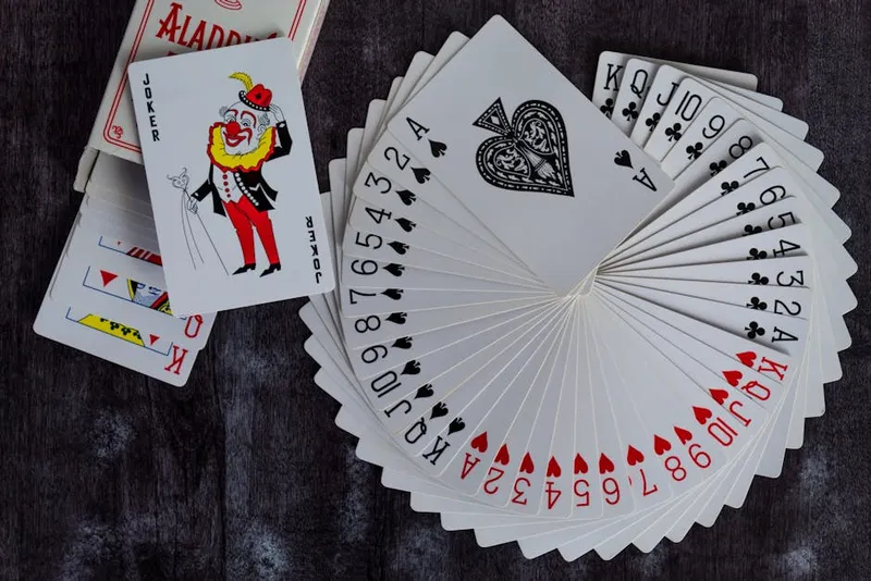 playing cards spread fan close detail