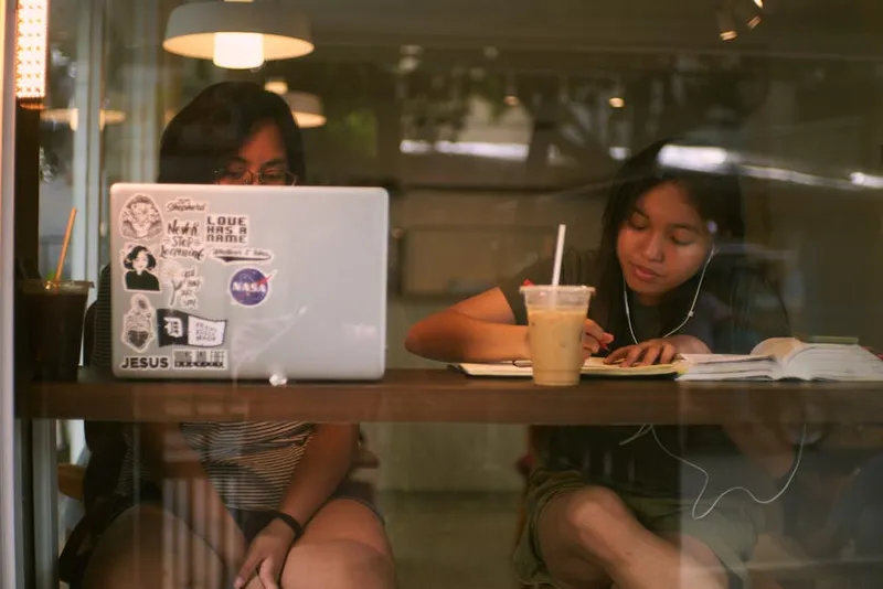 laptop coffee shop study session