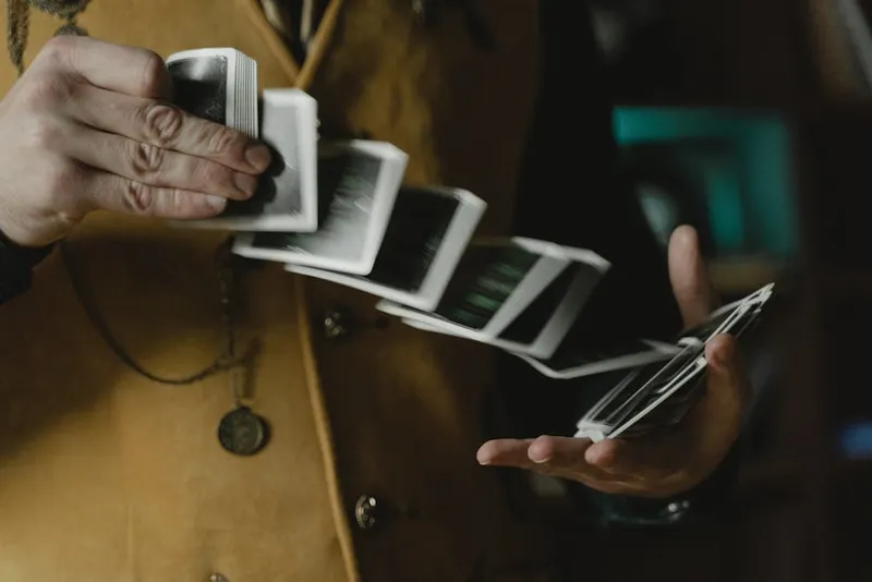 playing card flip motion close