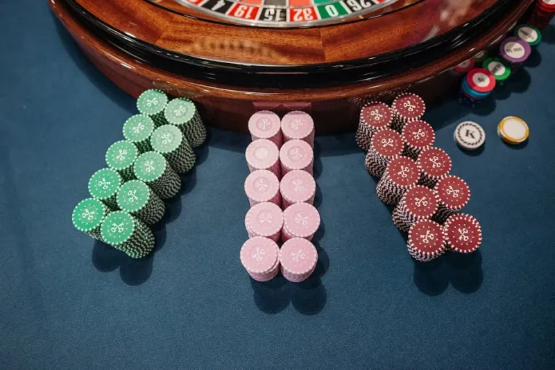 casino chips on green felt