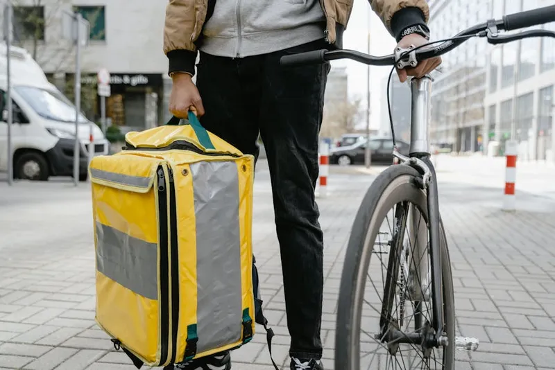 food delivery bag bicycle city