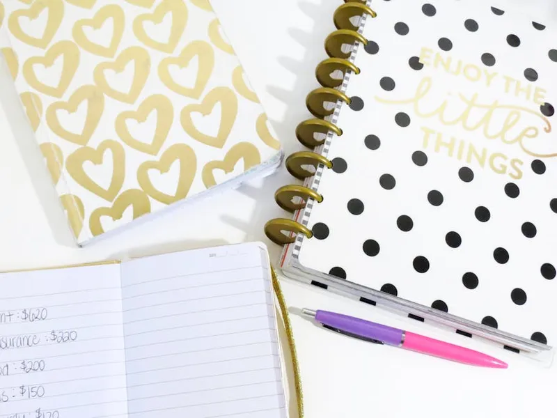 planner budget pen desk close