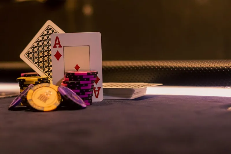 blackjack table cards chips casino
