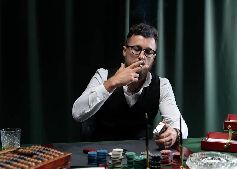 serious gambler concentration