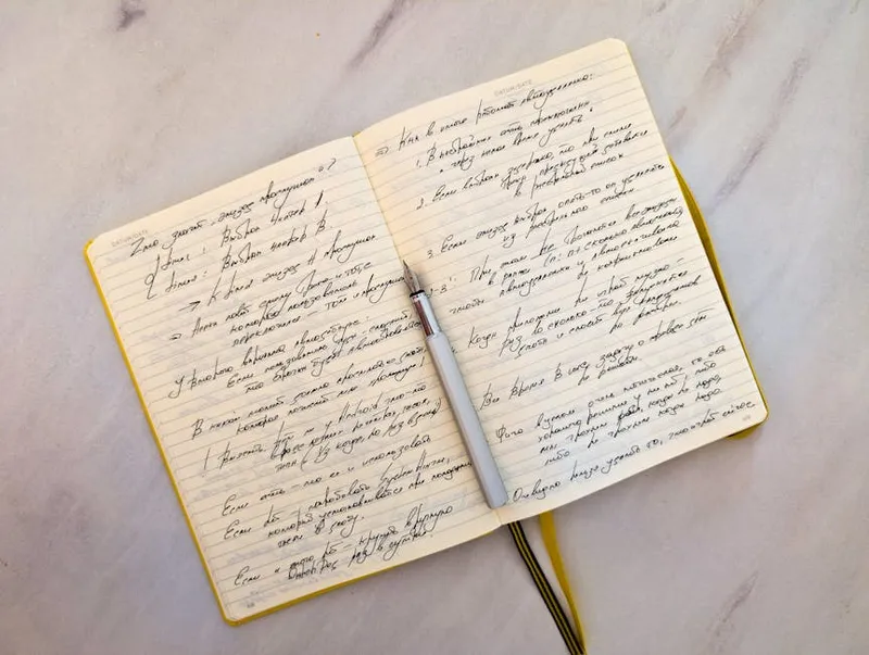 open notebook fountain pen handwriting study