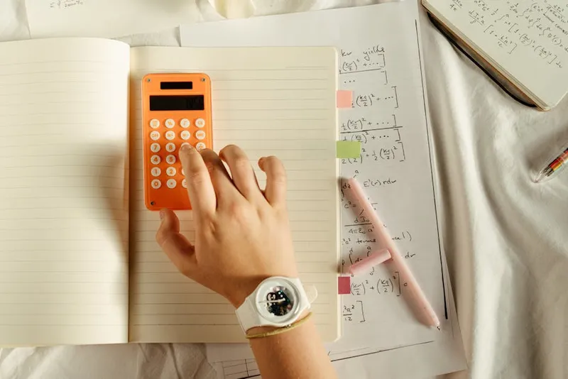 calculator handwritten math notebook